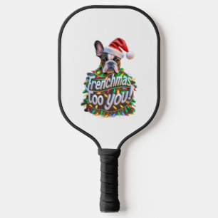 Frenchmas too you Bulldog Dog Tree Christmas Light Pickleball Paddle