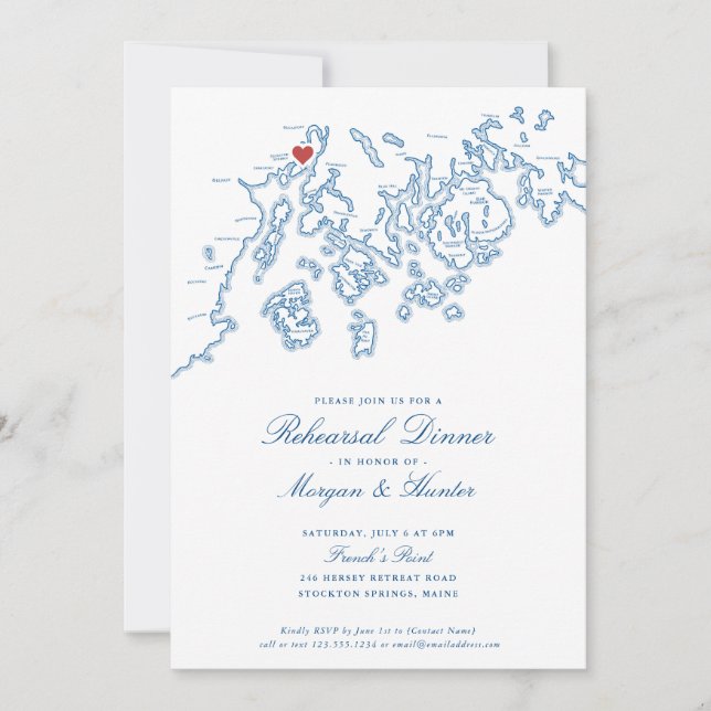 French's Point Maine Wedding Rehearsal Dinner Invitation (Front)