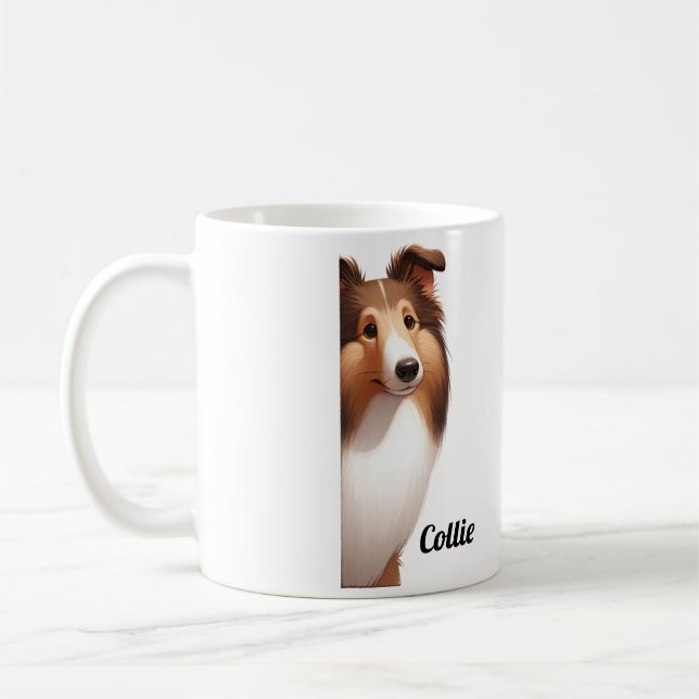Frendily Collie Dog Coffee Mug (Left)