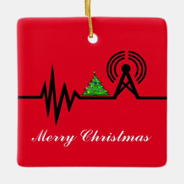 Frequency Line Christmas Tree Christmas Ornament (Front)
