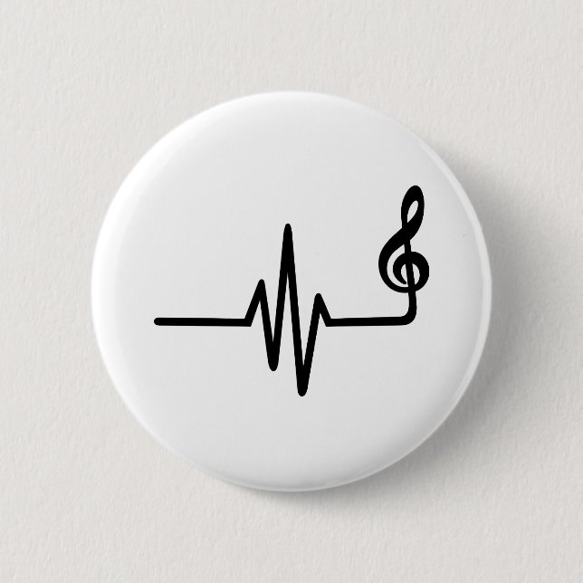 Frequency music note 6 cm round badge (Front)
