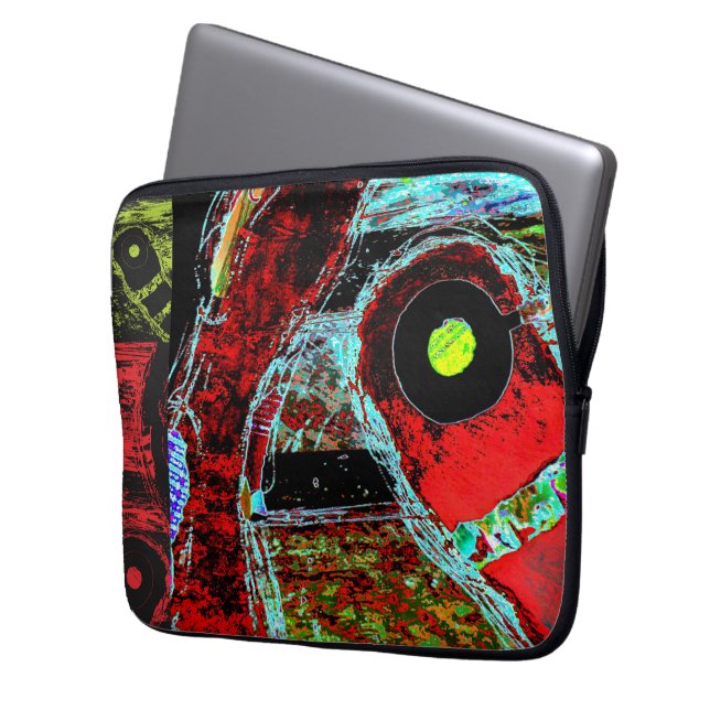 Frequency Serpent – Abstract Energy Wrapped Canvas Laptop Sleeve (Front Left)