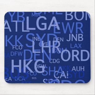 Frequent Flyer Airport Codes Mouse Mat