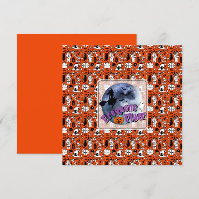 Frequent Flyer Halloween Witch Riding Broomstick  (Front/Back)