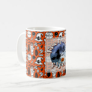 Frequent Flyer Halloween Witch Riding Broomstick Coffee Mug