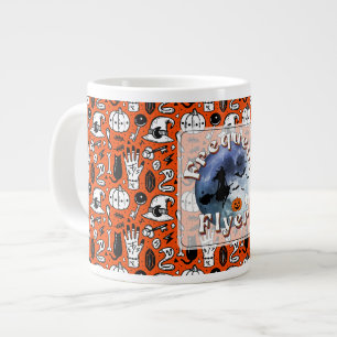 Frequent Flyer Halloween Witch Riding Broomstick Large Coffee Mug