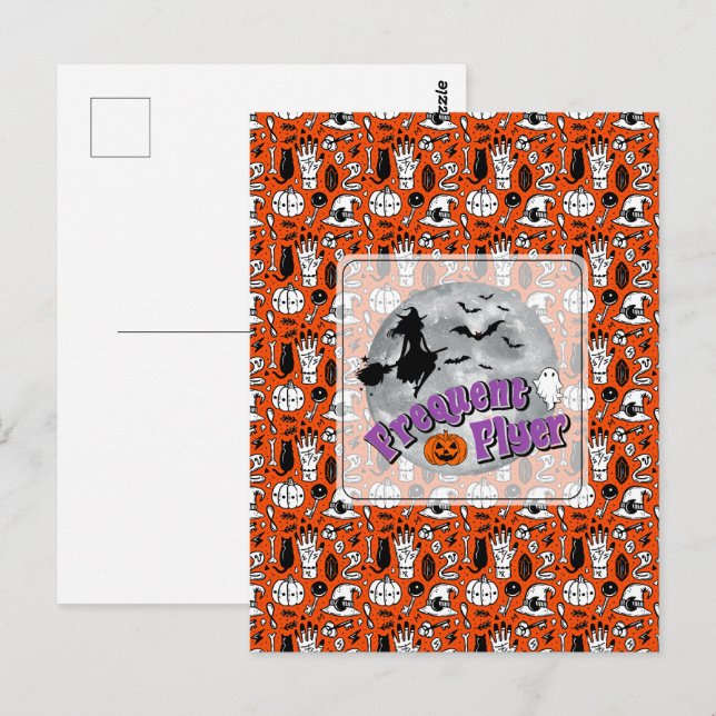 Frequent Flyer Halloween Witch Riding Broomstick  Postcard (Front/Back)