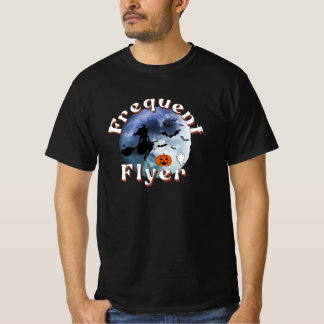 Frequent Flyer Halloween Witch Riding Broomstick T-Shirt