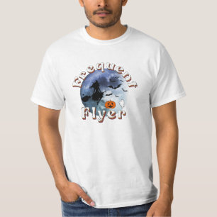 Frequent Flyer Halloween Witch Riding Broomstick T-Shirt