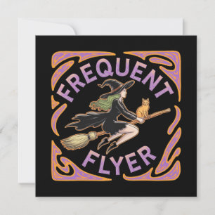 Frequent Flyer Witch A Funny Halloween Take Invitation