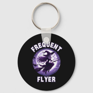 Frequent Flyer Witch Funny Halloween Costume Idea Key Ring