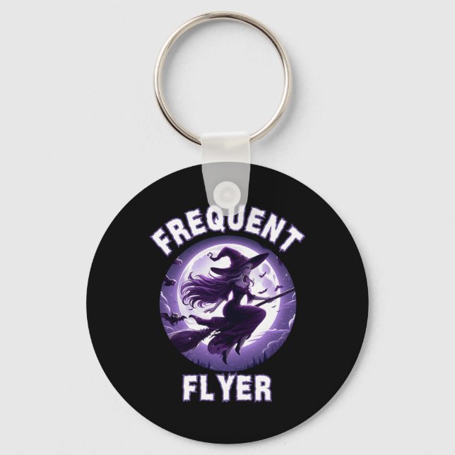 Frequent Flyer Witch Funny Halloween Costume Idea  Key Ring (Front)