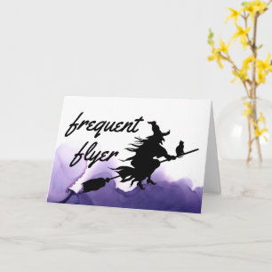 Frequent Flyer Witch Funny Halloween Greeting Card