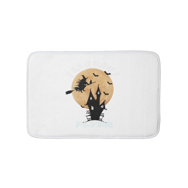 Frequent Flyer Witch Halloween T-Shirt Perfect Bath Mat (Front)