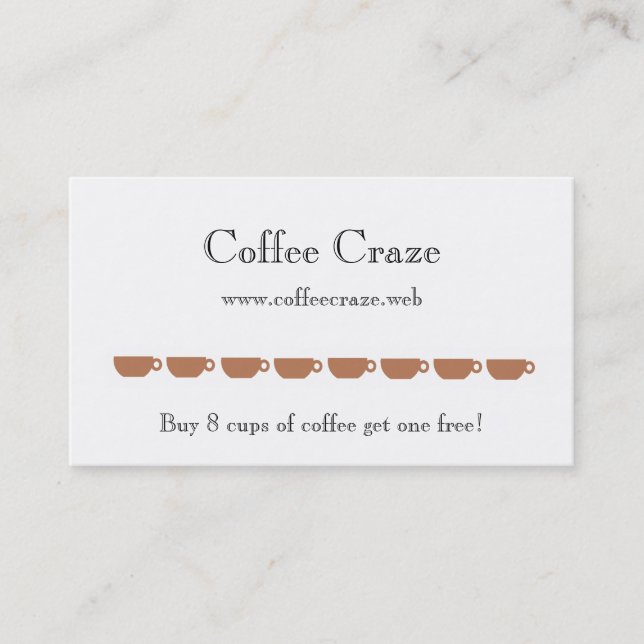 "Frequent Visitor" (8 Coffee Cups) Loyalty Cards (Front)