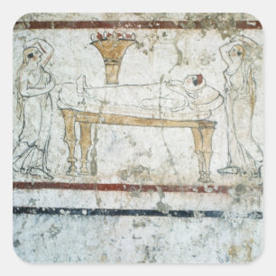 Fresco from the Tomb of Gaudio, c.480 BC Square Sticker