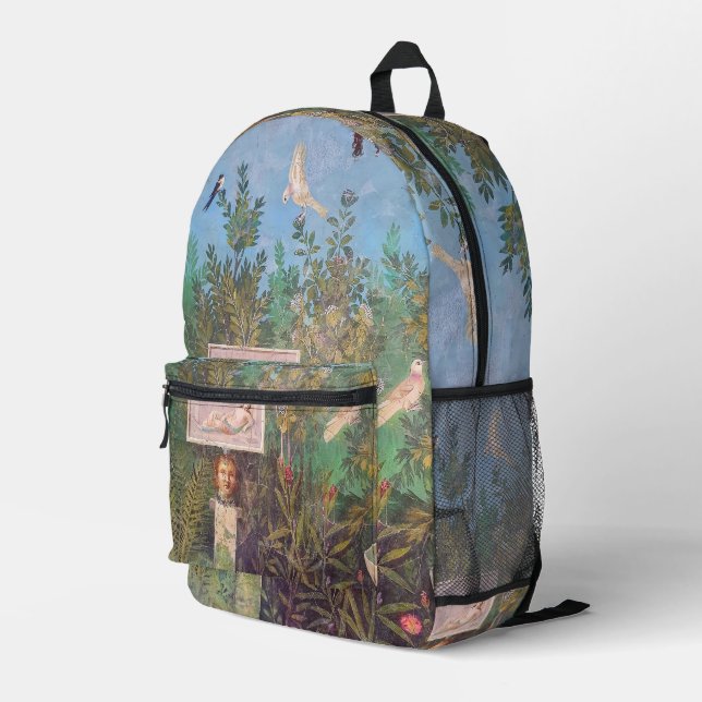 Fresco of a Garden Scene, Pompeii Printed Backpack (Back Corner Right)