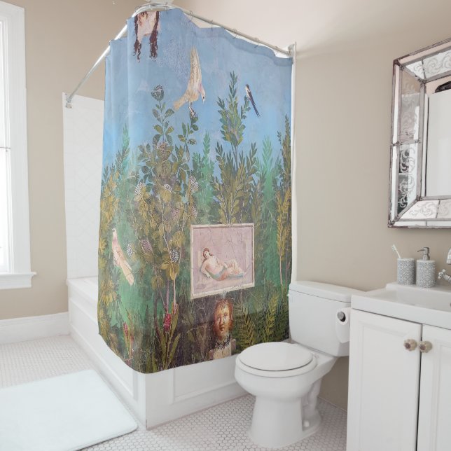 Fresco of a Garden Scene, Pompeii Shower Curtain (In Situ)