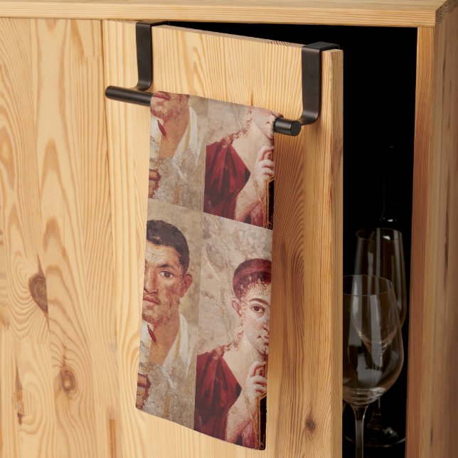 Fresco of Baker Terentius Neo and his Wife   Tea Towel (Thirds Fold)