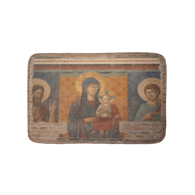 Fresco Of Madonna And Child Bath Mat (Front)