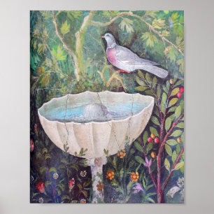 Fresco of Pigeon and a Fountain, Pompeii Poster