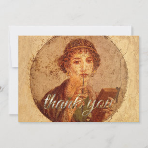 Fresco of Sappho in Pompeii Thank You Card