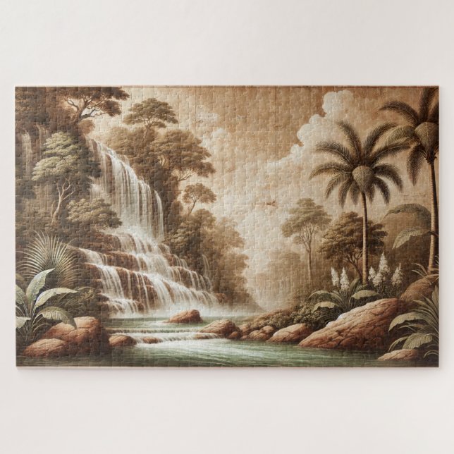 "FRESCO WATERFALL" JIGSAW PUZZLE– LANDSCAPE SERIES PUZZLE (Horizontal)