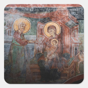 Frescoes from the 14th Century Serbian Church, 2 Square Sticker