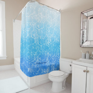 Fresh and clean, clear blue water shower curtain
