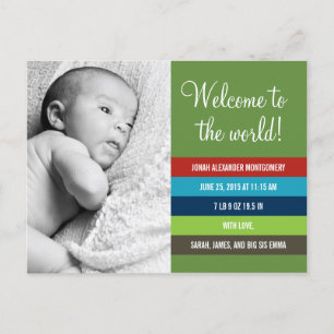 Fresh and Colourful Birth Announcement - Baby Boy