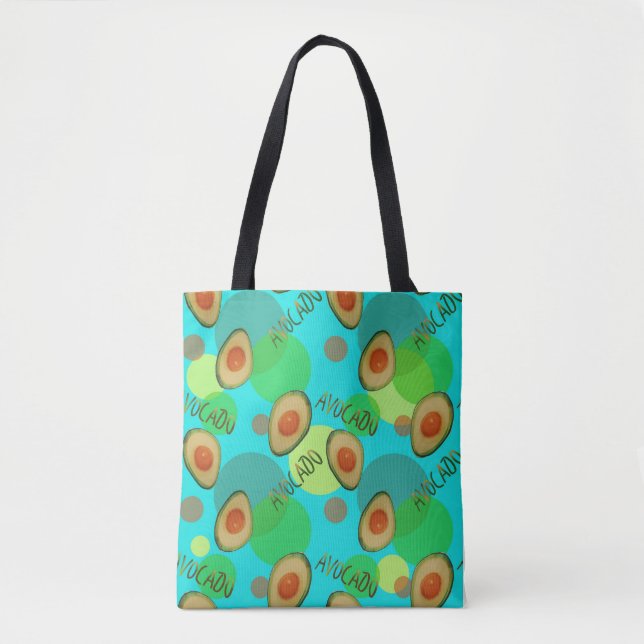 Fresh and fun avocado pattern tote bag (Front)