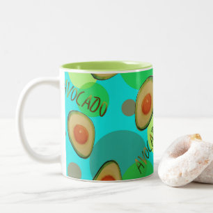 Fresh and fun avocado pattern Two-Tone coffee mug