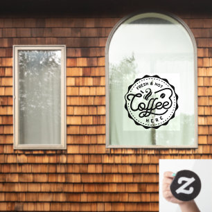 Fresh and Hot Coffee Here Window Cling