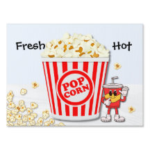 Fresh and Hot Popcorn Business Sign