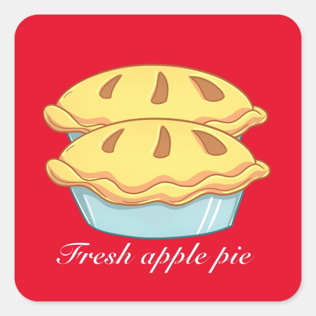 Fresh apple pie food square sticker (Front)