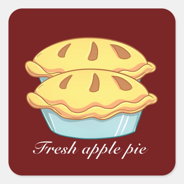 Fresh apple pie food square sticker (Front)