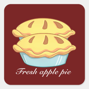 Fresh apple pie food square sticker