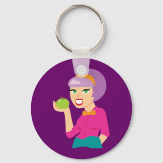 Fresh Apple Retro Girl Key Ring