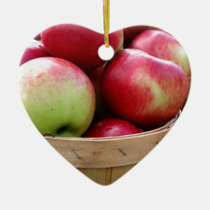 Fresh Apples in Basket at Farmers Market Ceramic Tree Decoration