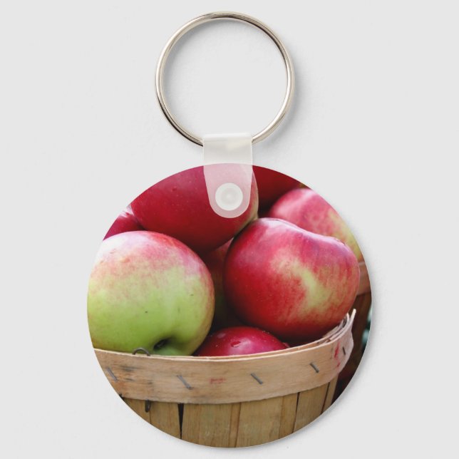 Fresh Apples in Basket at Farmers Market Key Ring (Front)