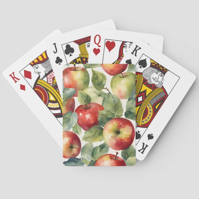 Fresh apples watercolor design playing cards (Back)
