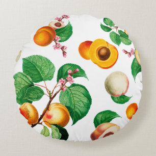 Fresh Apricot & Peach Orchard Pattern Round Cushion