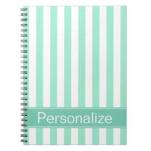Fresh Aqua Stripes Personalised Notebook
