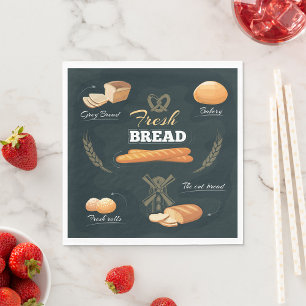 Fresh Artisan Bread Bakery Loaf Rolls Baguette  Napkin