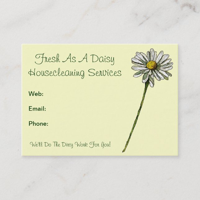 Fresh As A Daisy: Housecleaning Services, Cleaners Business Card (Front)