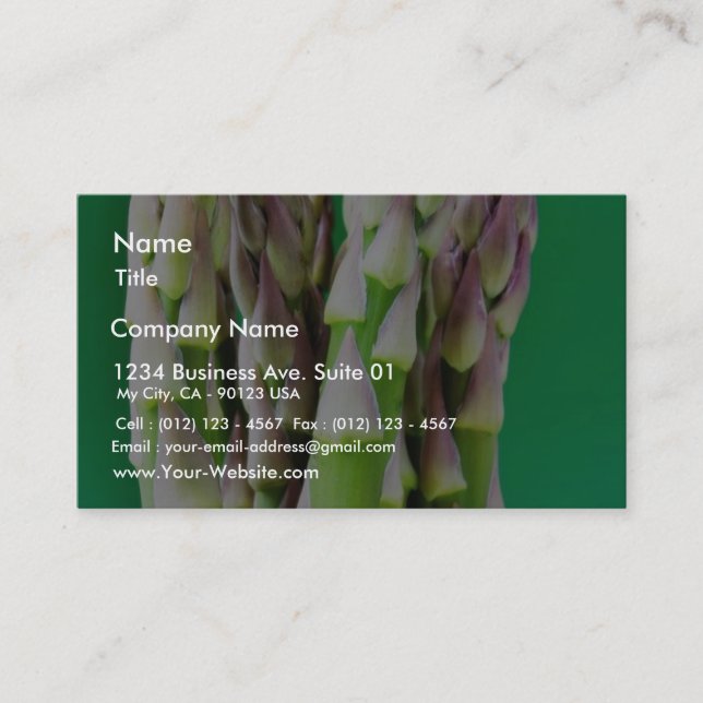Fresh Asparagus On Green Background Business Card (Front)