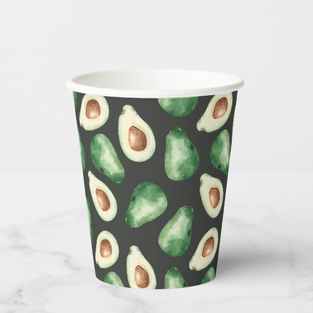 Fresh Avocado Watecolor Paper Cups (Front)