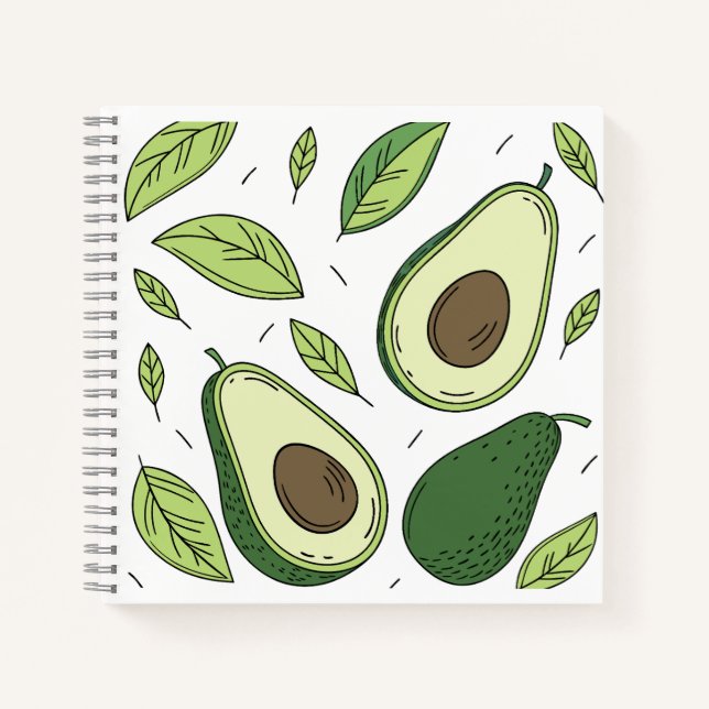 Fresh Avocado with Green Leaves – Notebook Cover (Front)