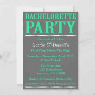 Fresh Bachelorette Party Invites (Sea Green/Grey)