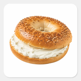 Fresh Bagel With Cream Cheese Art Square Sticker